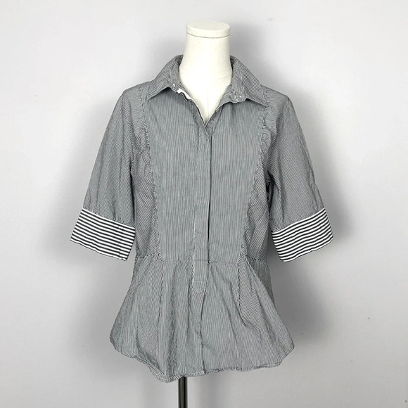 Derek Lam 10 Crosby striped peplum top size 12 - Picture 1 of 11